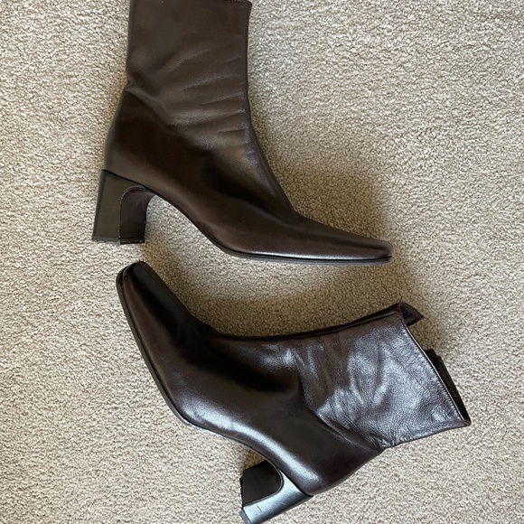 Enrico Antinori Brown Italian Leather Heeled Ankle Boots Square Toe - Picture 1 of 6
